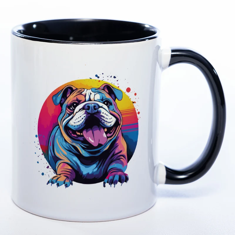 Mug Art Tasse mit Englischer Bulldogge Motiv & wahlweise mit NAMEN - Kaffeetasse StickyWorld Exclusive