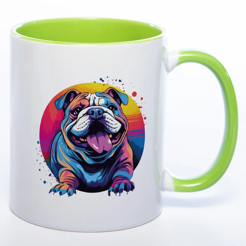 Mug Art Tasse mit Englischer Bulldogge Motiv & wahlweise mit NAMEN - Kaffeetasse StickyWorld Exclusive