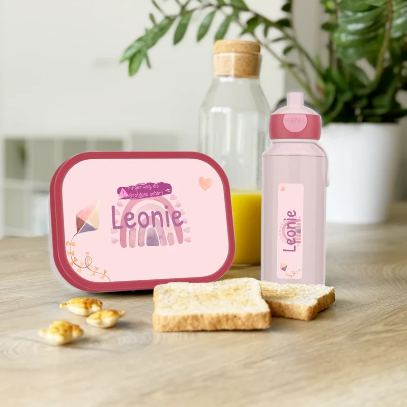 Personalisierte Mepal Campus Bento Brotdose/Trinkflasche im Regenbogen Design mit Namen