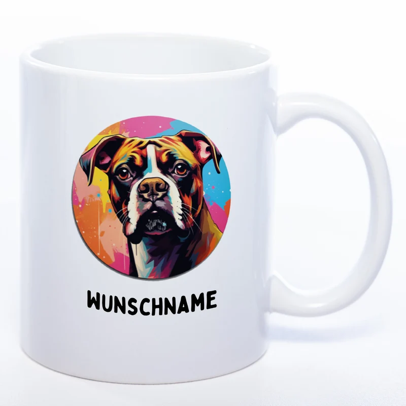Mug Art Tasse mit Boxer Motiv 3 & wahlweise mit NAMEN - Kaffeetasse StickyWorld Exclusive