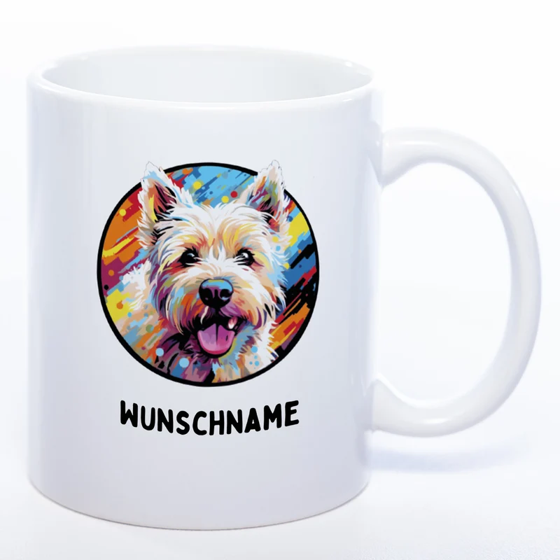 Mug Art Tasse mit Westhighland Terrier Motiv 3 & wahlweise mit NAMEN - Kaffeetasse StickyWorld Exclusive