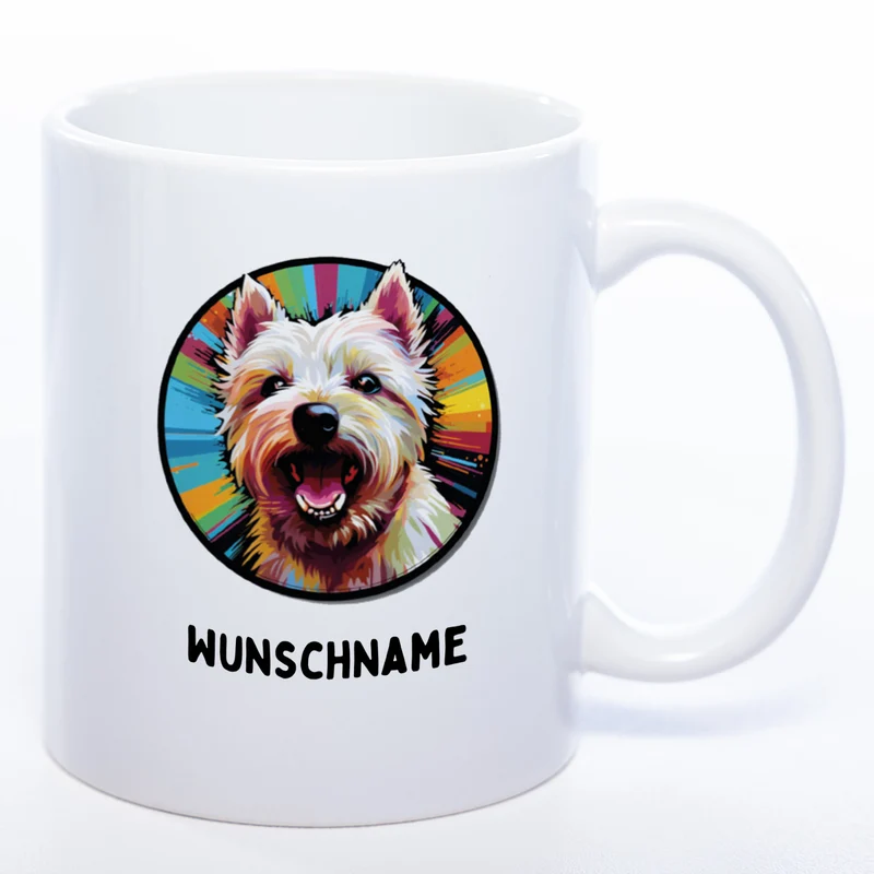 Mug Art Tasse mit Westhighland Terrier & wahlweise mit NAMEN - Kaffeetasse StickyWorld Exclusive