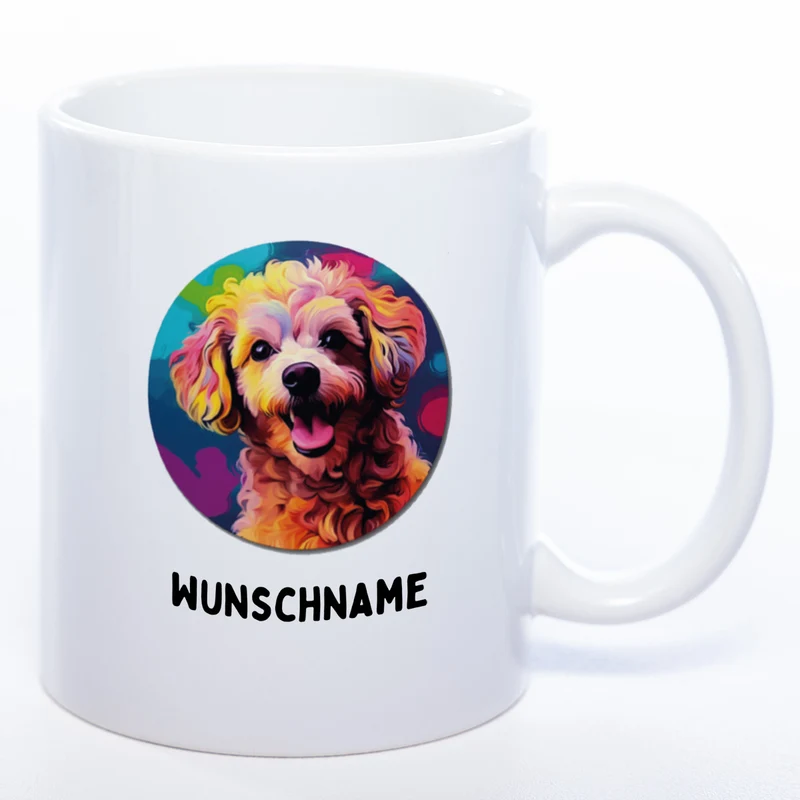 Mug Art Tasse mit Pudel Motiv 2 & wahlweise mit NAMEN - Kaffeetasse StickyWorld Exclusive