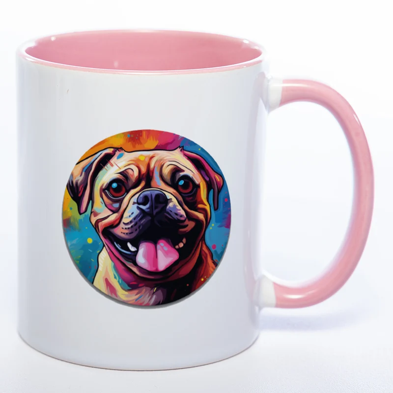 Mug Art Tasse mit Mops Motiv 2 & wahlweise mit NAMEN - Kaffeetasse StickyWorld Exclusive