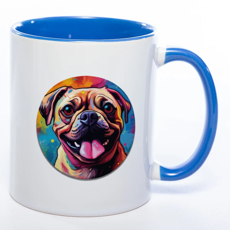 Mug Art Tasse mit Mops Motiv 2 & wahlweise mit NAMEN - Kaffeetasse StickyWorld Exclusive