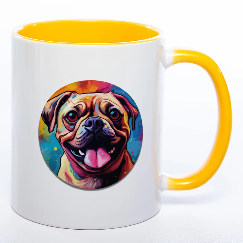 Mug Art Tasse mit Mops Motiv 2 & wahlweise mit NAMEN - Kaffeetasse StickyWorld Exclusive