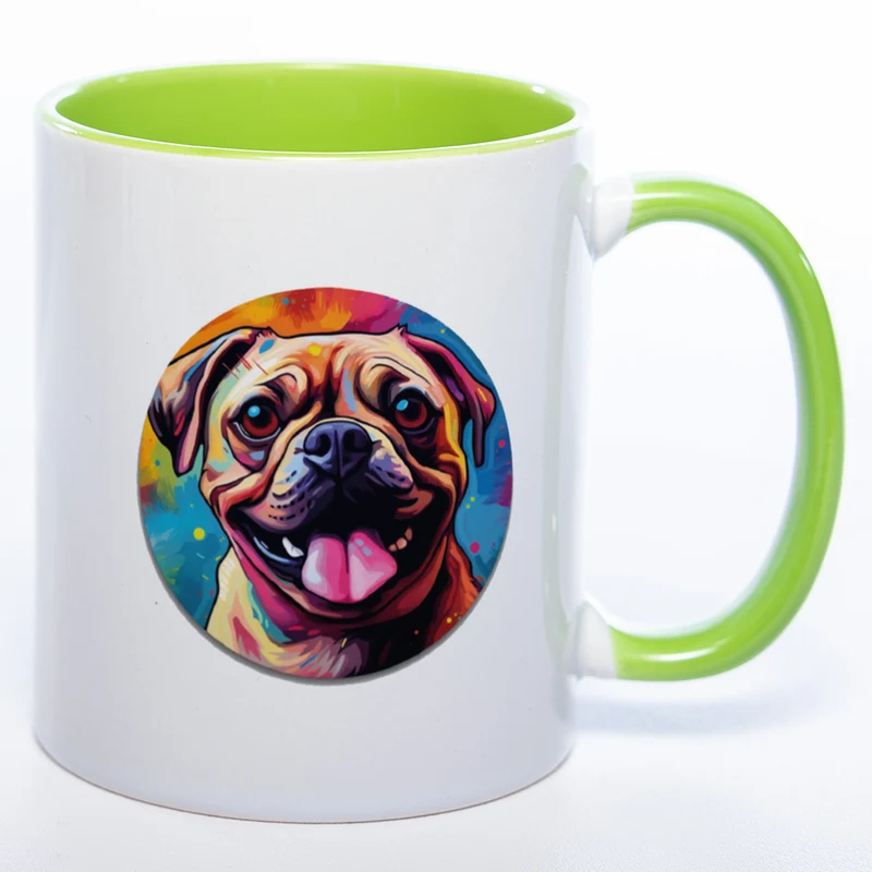 Mug Art Tasse mit Mops Motiv 2 & wahlweise mit NAMEN - Kaffeetasse StickyWorld Exclusive