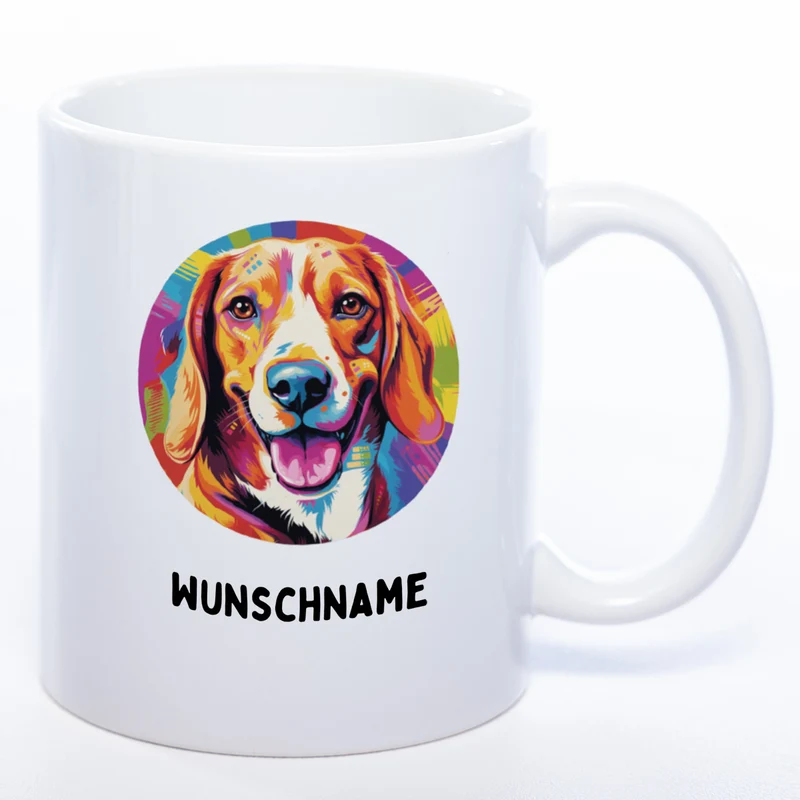 Mug Art Tasse mit Beagle Motiv 2 & wahlweise mit NAMEN- Kaffeetasse StickyWorld Exclusive