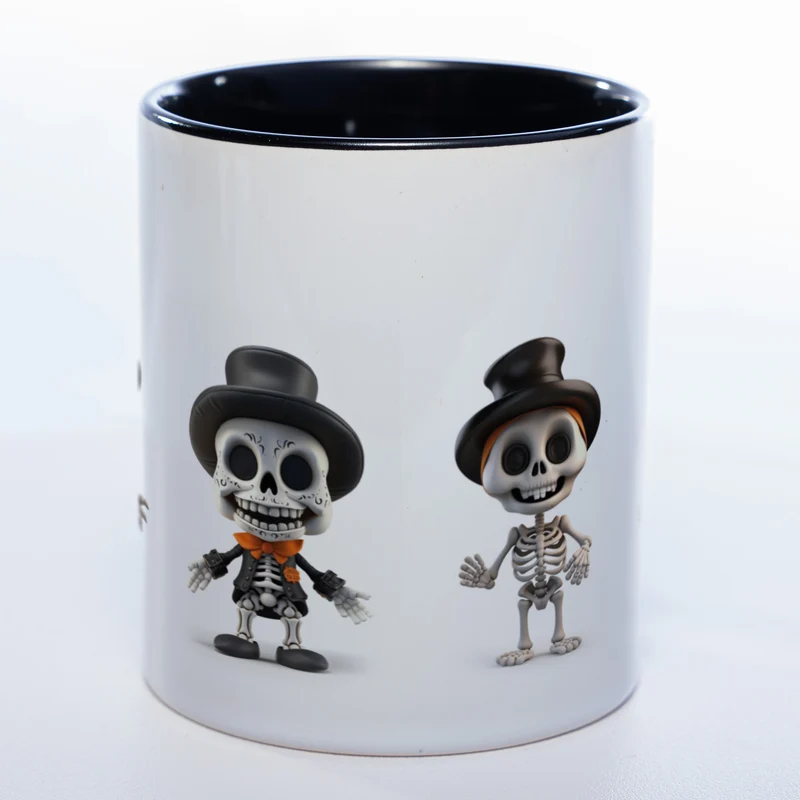Tasse mit süßen Skelettons - exclusive Kaffeetasse - spülmaschinenfest
