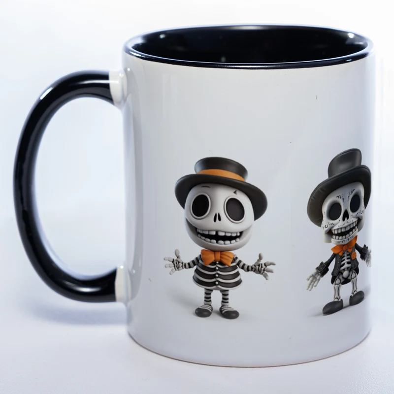Tasse mit süßen Skelettons - exclusive Kaffeetasse - spülmaschinenfest