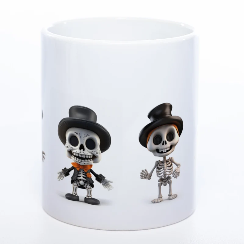 Tasse mit süßen Skelettons - exclusive Kaffeetasse - spülmaschinenfest