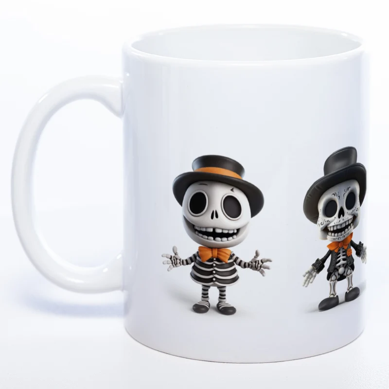 Tasse mit süßen Skelettons - exclusive Kaffeetasse - spülmaschinenfest