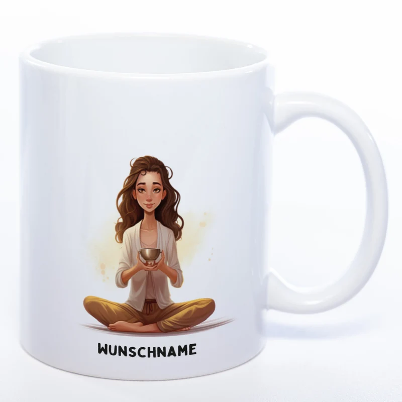Motiv-Tasse Yoga Ruhe-Royalty mit Wunschnamen - Teetasse StickyWorld Exclusive spülmaschinenfest