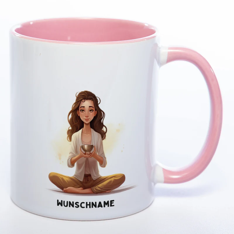 Motiv-Tasse Yoga Ruhe-Royalty mit Wunschnamen - Teetasse StickyWorld Exclusive spülmaschinenfest