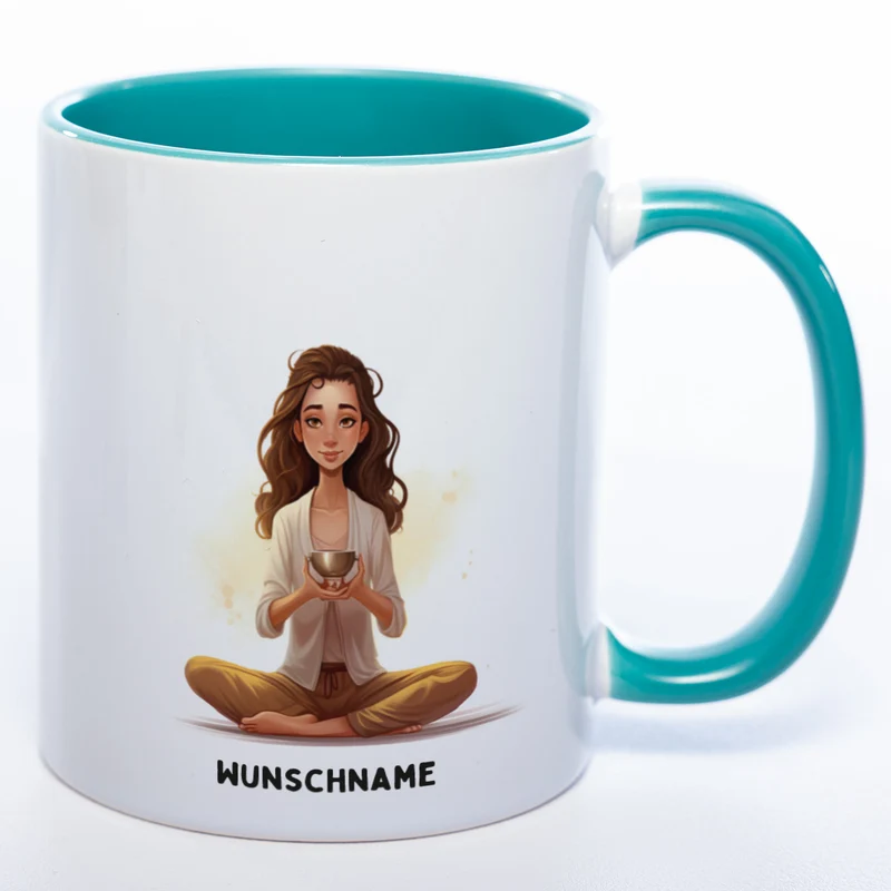 Motiv-Tasse Yoga Ruhe-Royalty mit Wunschnamen - Teetasse StickyWorld Exclusive spülmaschinenfest