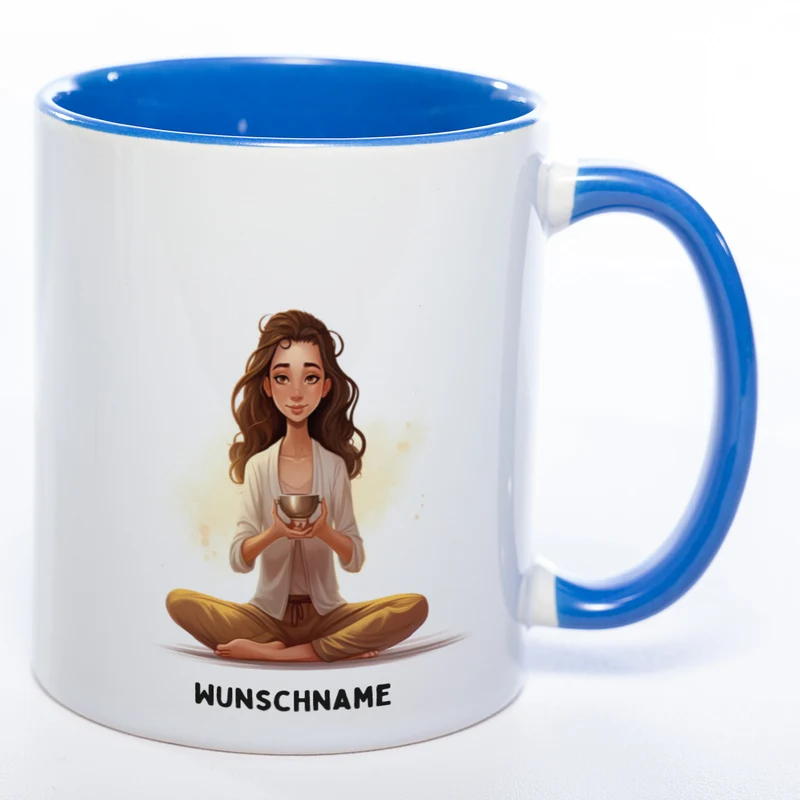 Motiv-Tasse Yoga Ruhe-Royalty mit Wunschnamen - Teetasse StickyWorld Exclusive spülmaschinenfest
