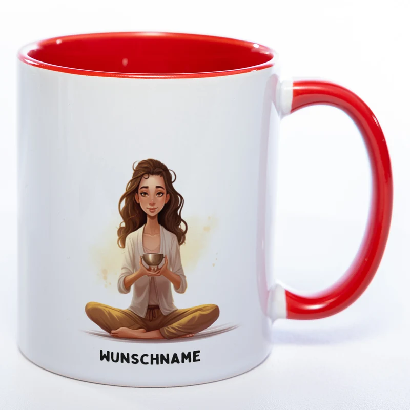 Motiv-Tasse Yoga Ruhe-Royalty mit Wunschnamen - Teetasse StickyWorld Exclusive spülmaschinenfest