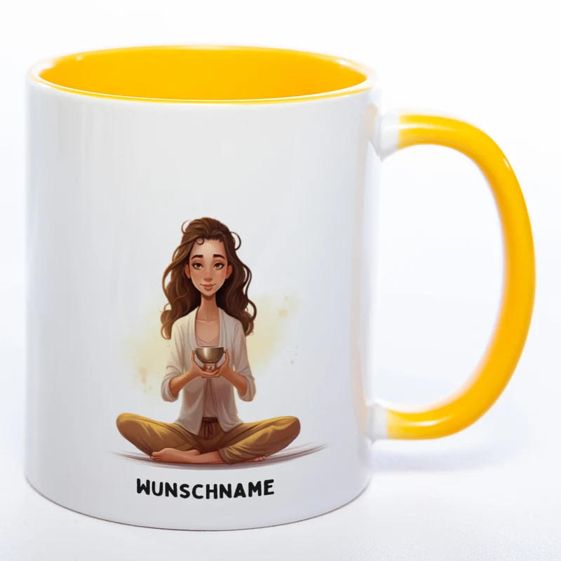 Motiv-Tasse Yoga Ruhe-Royalty mit Wunschnamen - Teetasse StickyWorld Exclusive spülmaschinenfest
