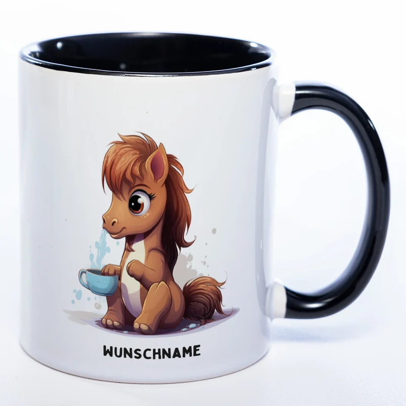 Motiv-Tasse Yogapferd 3 mit Wunschnamen - Teetasse StickyWorld Exclusive spülmaschinenfest