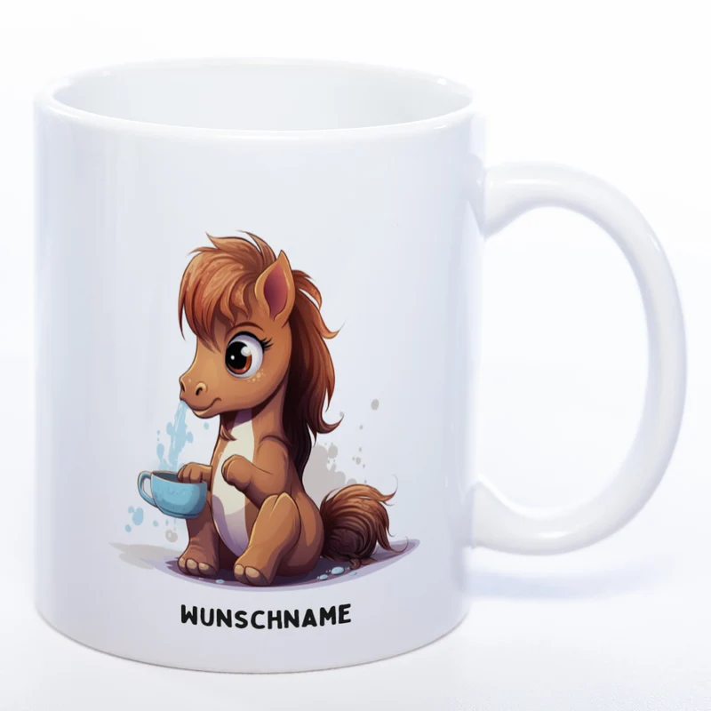 Motiv-Tasse Yogapferd 3 mit Wunschnamen - Teetasse StickyWorld Exclusive spülmaschinenfest