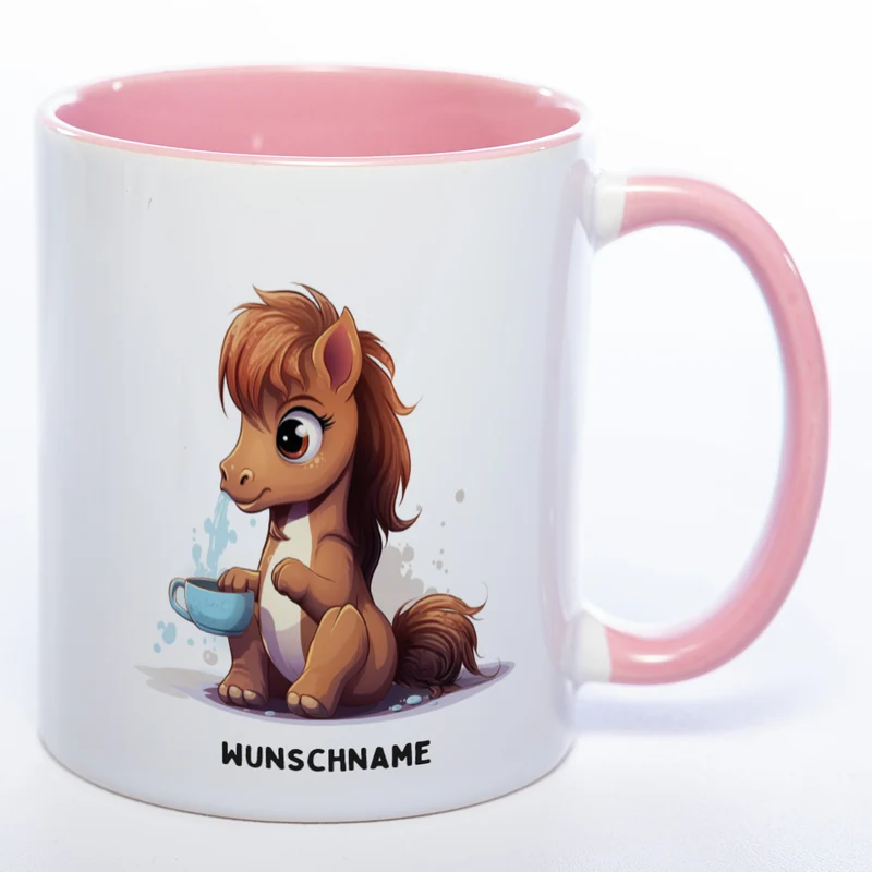 Motiv-Tasse Yogapferd 3 mit Wunschnamen - Teetasse StickyWorld Exclusive spülmaschinenfest