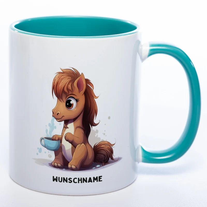 Motiv-Tasse Yogapferd 3 mit Wunschnamen - Teetasse StickyWorld Exclusive spülmaschinenfest