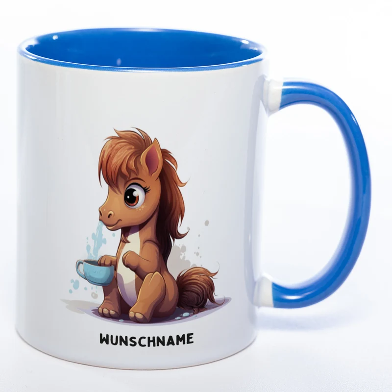 Motiv-Tasse Yogapferd 3 mit Wunschnamen - Teetasse StickyWorld Exclusive spülmaschinenfest
