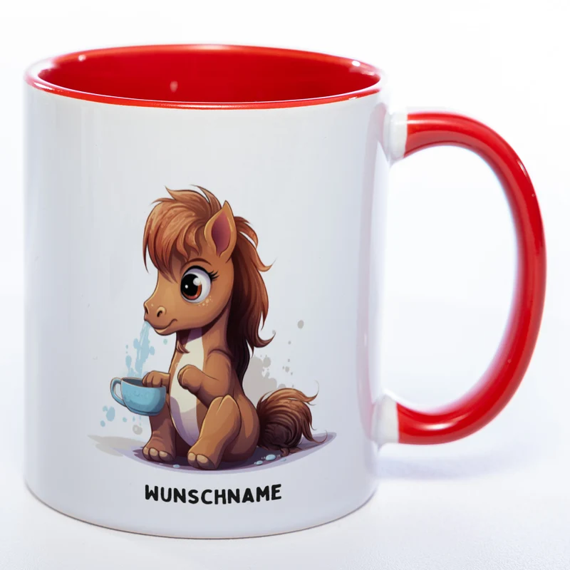 Motiv-Tasse Yogapferd 3 mit Wunschnamen - Teetasse StickyWorld Exclusive spülmaschinenfest