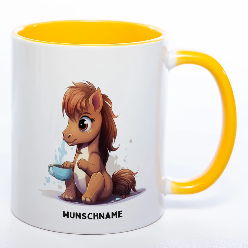 Motiv-Tasse Yogapferd 3 mit Wunschnamen - Teetasse StickyWorld Exclusive spülmaschinenfest