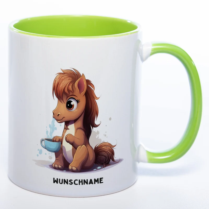 Motiv-Tasse Yogapferd 3 mit Wunschnamen - Teetasse StickyWorld Exclusive spülmaschinenfest