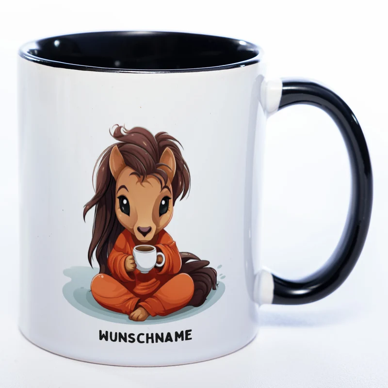 Motiv-Tasse Yogapferd 2 mit Wunschnamen - Teetasse StickyWorld Exclusive spülmaschinenfest