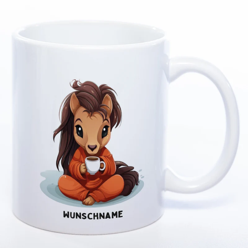 Motiv-Tasse Yogapferd 2 mit Wunschnamen - Teetasse StickyWorld Exclusive spülmaschinenfest