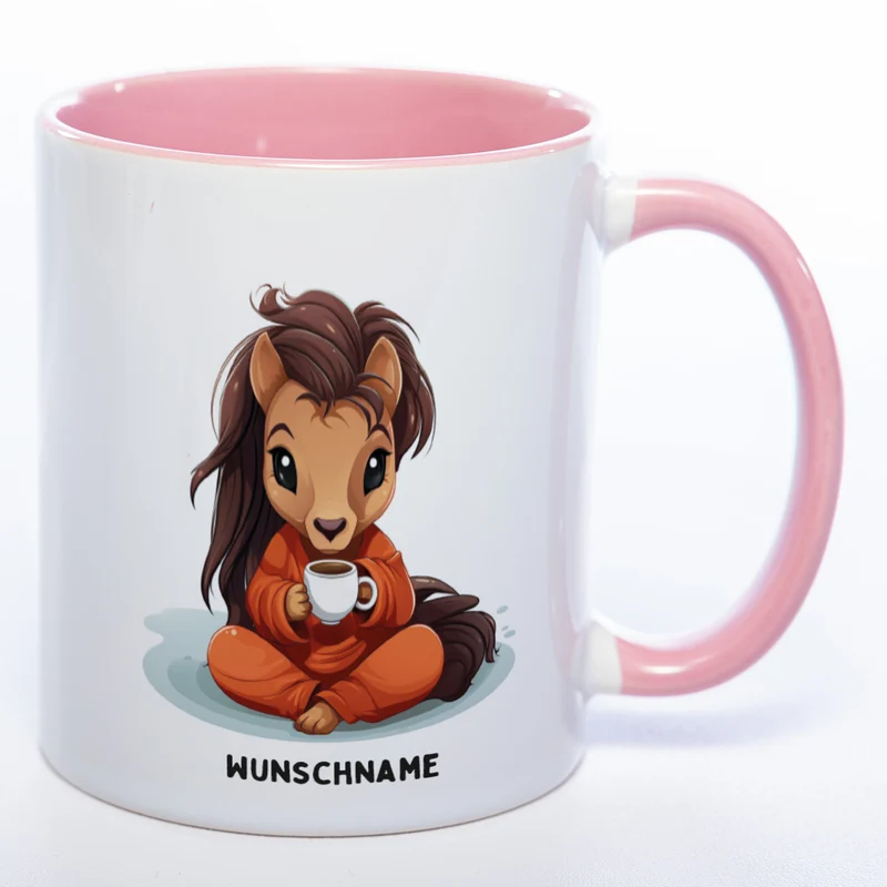 Motiv-Tasse Yogapferd 2 mit Wunschnamen - Teetasse StickyWorld Exclusive spülmaschinenfest