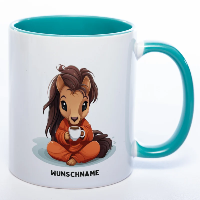 Motiv-Tasse Yogapferd 2 mit Wunschnamen - Teetasse StickyWorld Exclusive spülmaschinenfest