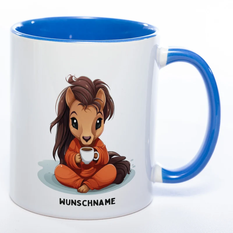 Motiv-Tasse Yogapferd 2 mit Wunschnamen - Teetasse StickyWorld Exclusive spülmaschinenfest
