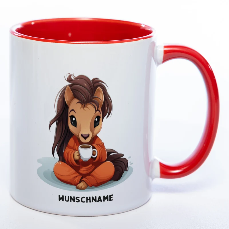 Motiv-Tasse Yogapferd 2 mit Wunschnamen - Teetasse StickyWorld Exclusive spülmaschinenfest