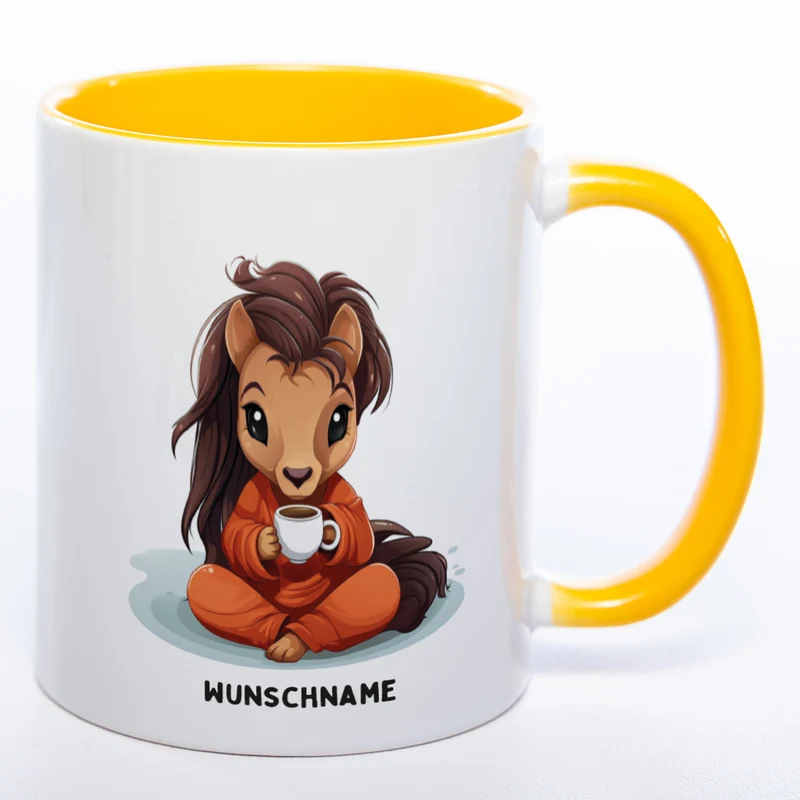Motiv-Tasse Yogapferd 2 mit Wunschnamen - Teetasse StickyWorld Exclusive spülmaschinenfest