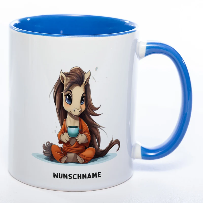 Motiv-Tasse Yogapferd mit Wunschnamen- Teetasse StickyWorld Exclusive spülmaschinenfest