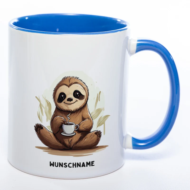 Motiv-Tasse Yogafaultier 3 mit Wunschnamen - Teetasse StickyWorld Exclusive spülmaschinenfest