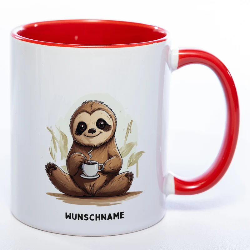 Motiv-Tasse Yogafaultier 3 mit Wunschnamen - Teetasse StickyWorld Exclusive spülmaschinenfest