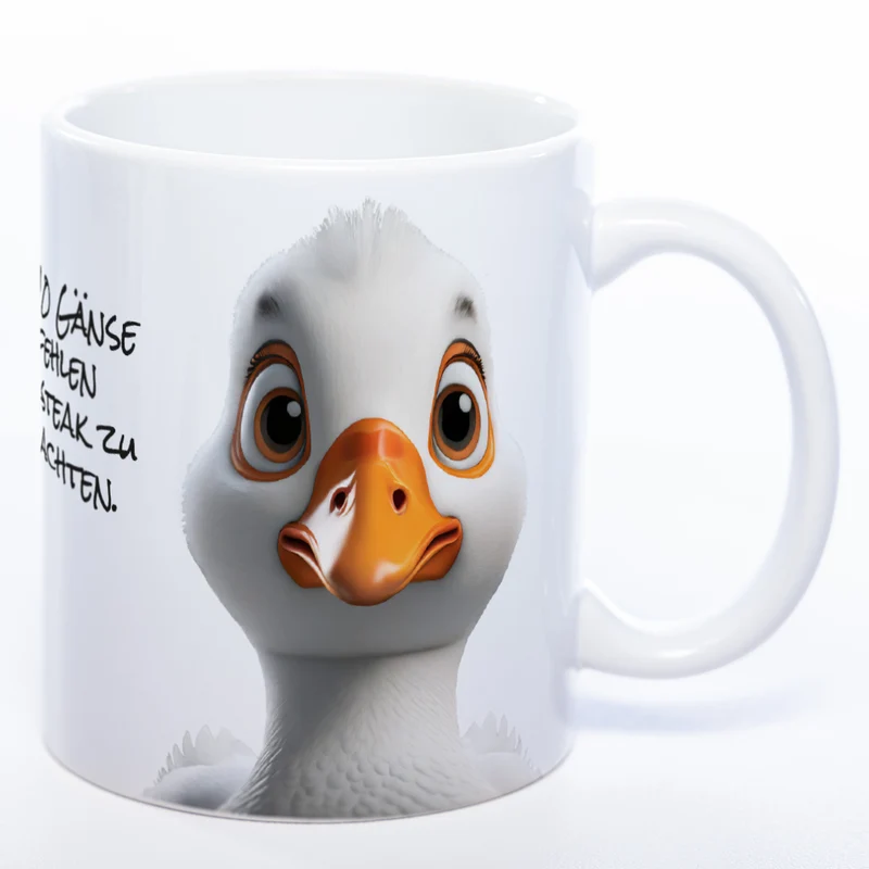 Weihnachtstasse Gänse - lustige Kaffetasse - spülmaschinenfest