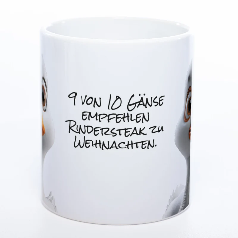 Weihnachtstasse Gänse - lustige Kaffetasse - spülmaschinenfest