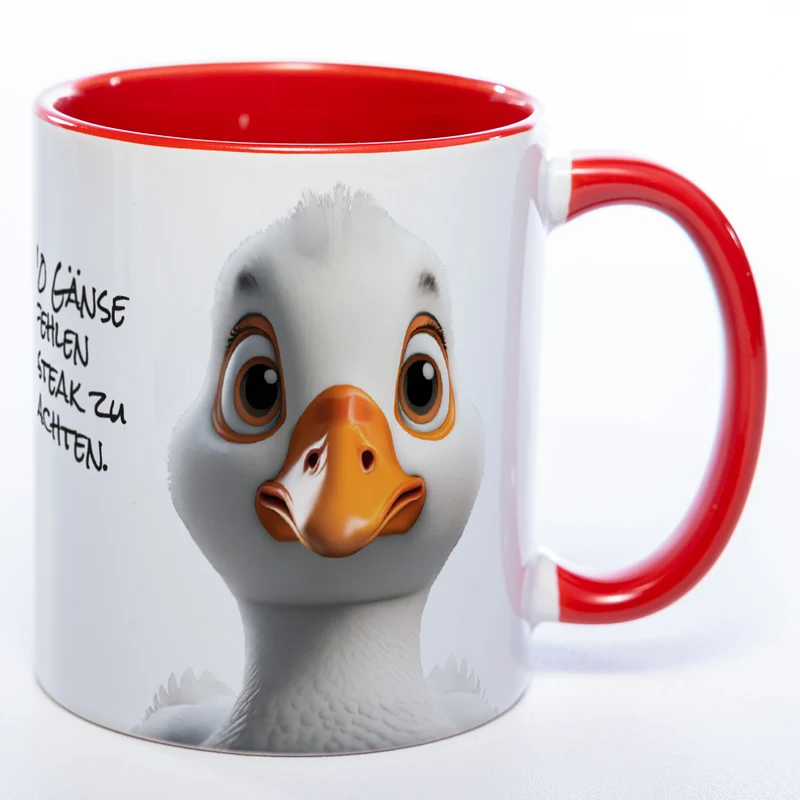 Weihnachtstasse Gänse - lustige Kaffetasse - spülmaschinenfest