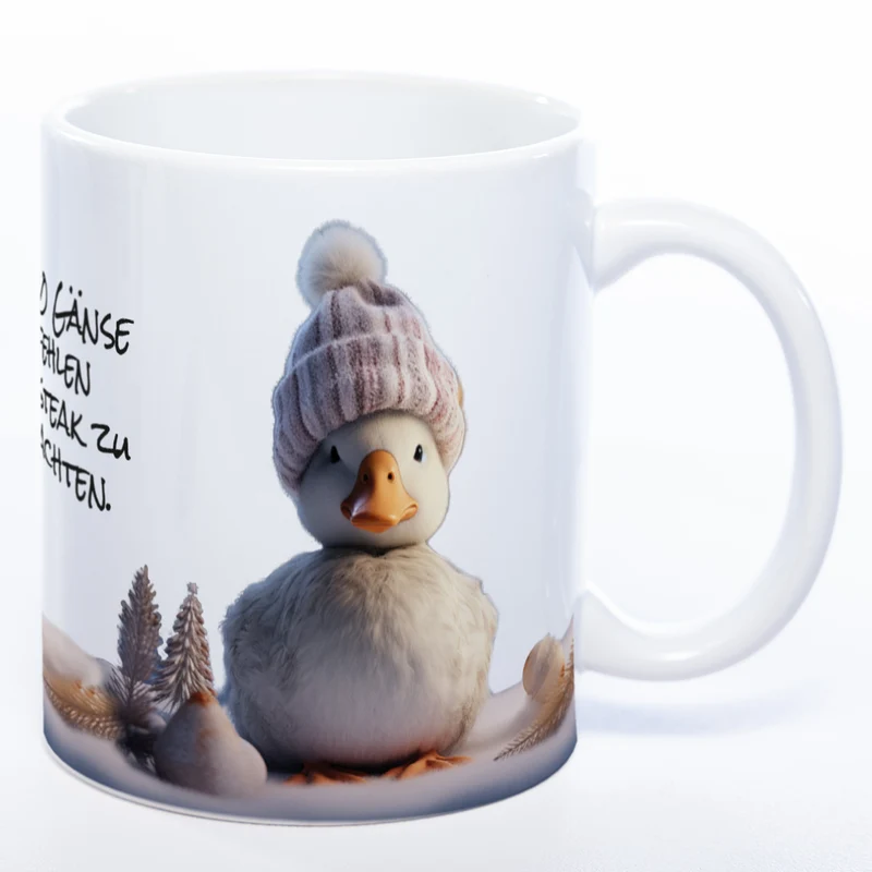 Weihnachtstasse Gänse Motiv 2 - lustige Kaffetasse - spülmaschinenfest