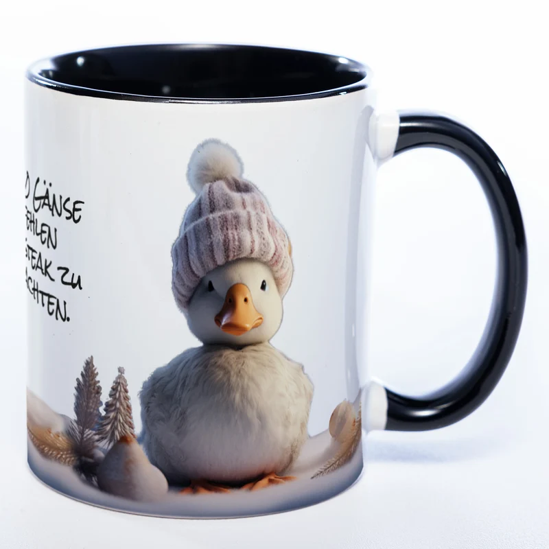 Weihnachtstasse Gänse Motiv 2 - lustige Kaffetasse - spülmaschinenfest