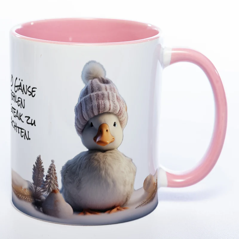 Weihnachtstasse Gänse Motiv 2 - lustige Kaffetasse - spülmaschinenfest