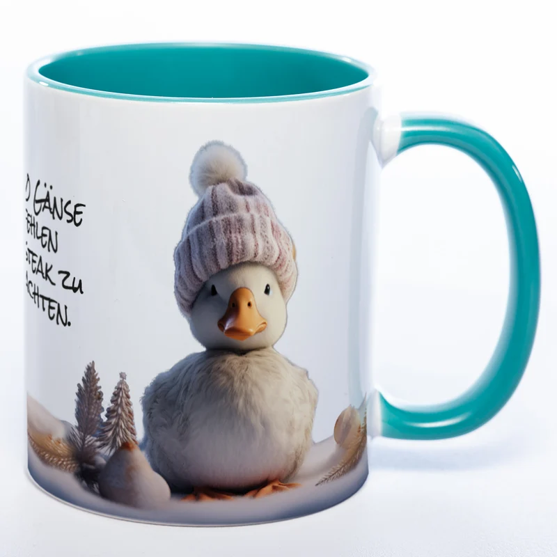 Weihnachtstasse Gänse Motiv 2 - lustige Kaffetasse - spülmaschinenfest