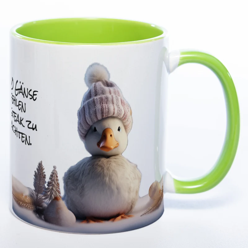 Weihnachtstasse Gänse Motiv 2 - lustige Kaffetasse - spülmaschinenfest