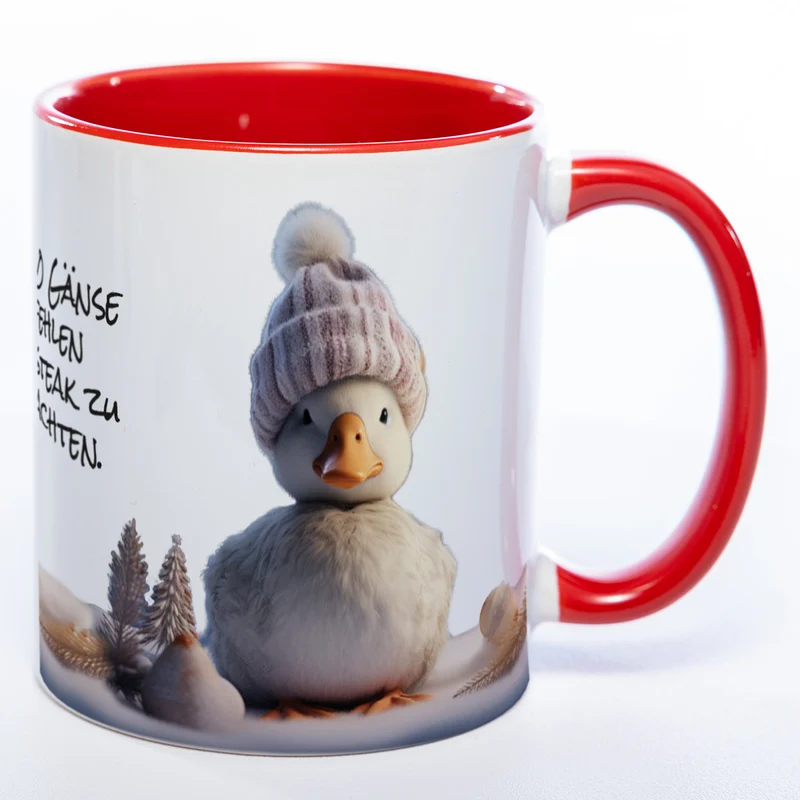 Weihnachtstasse Gänse Motiv 2 - lustige Kaffetasse - spülmaschinenfest