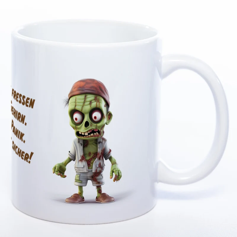 Zombie Tasse "Zombies fressen gern Gehirn..." - exclusive Kaffeetasse spülmaschinenfest
